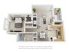 1 bed 1 bath floor plan.